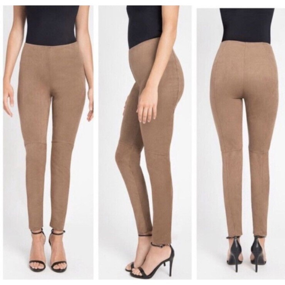 Lysse High Waisted Faux Suede Tan/brown Legging Casual Pants Size Medium